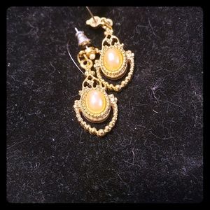 Faux Pearl and gold-tone earrings